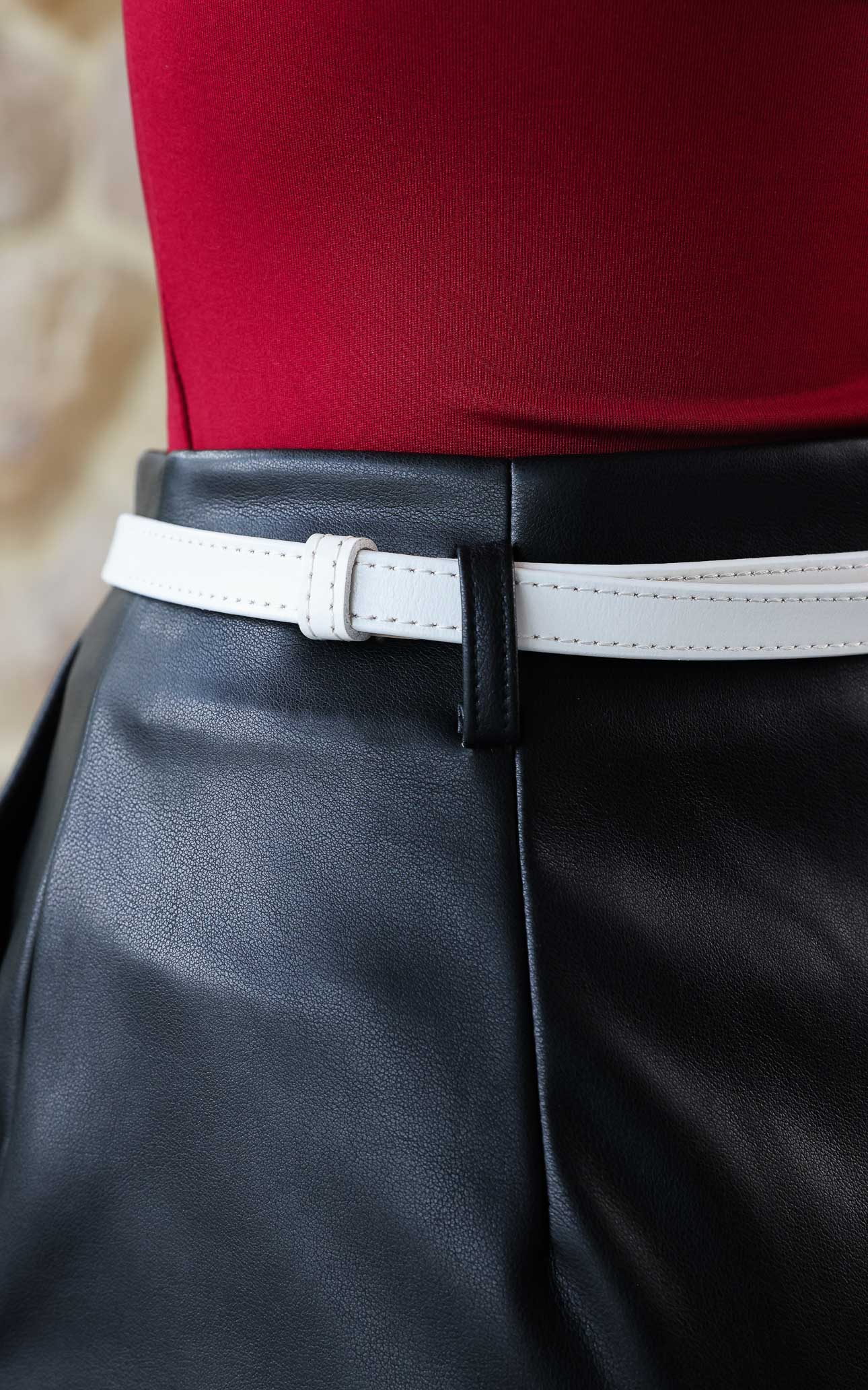 Tennyson Belt - White Ribbed Texture