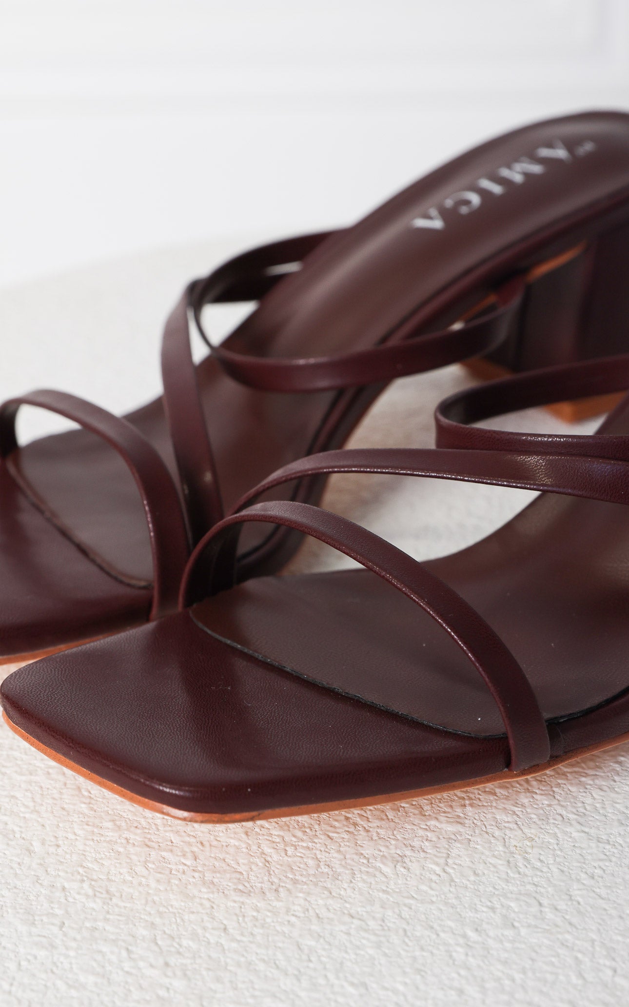 Yora Block Mule Heels - Maroon Brown