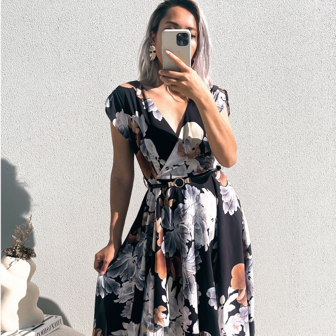 Erin Maxi Dress - Multi Black Floral