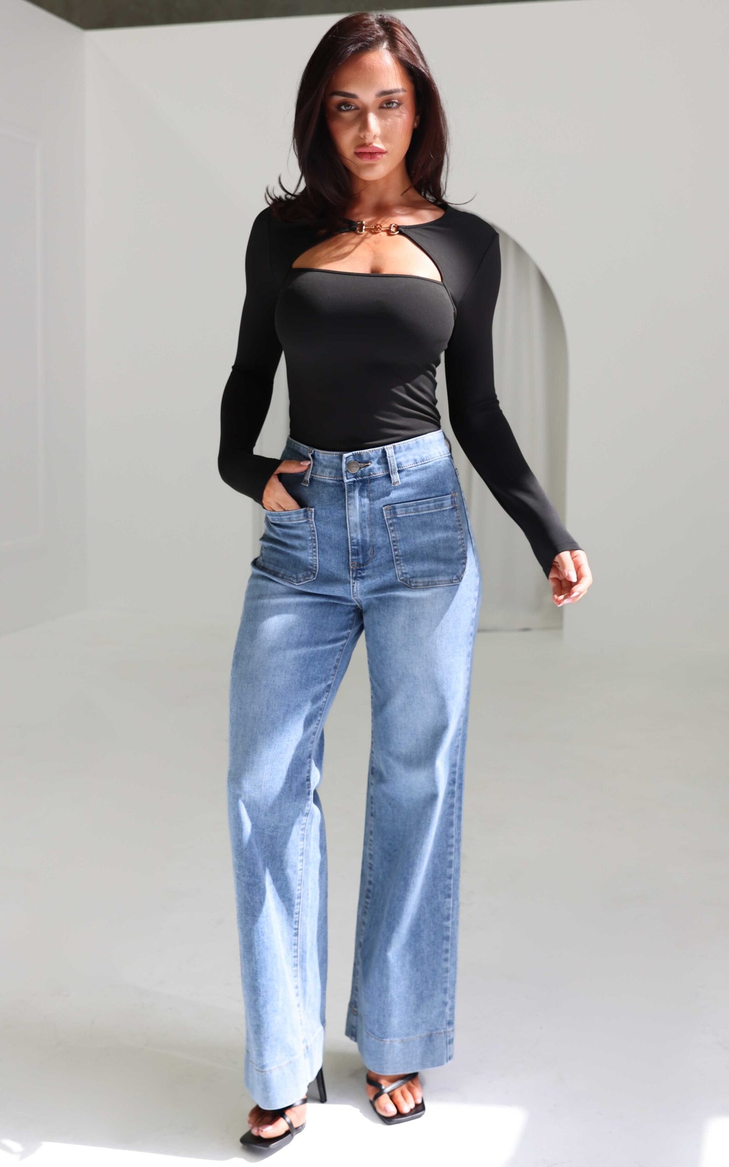 Zackery Wide Leg Jeans - Blue Wash