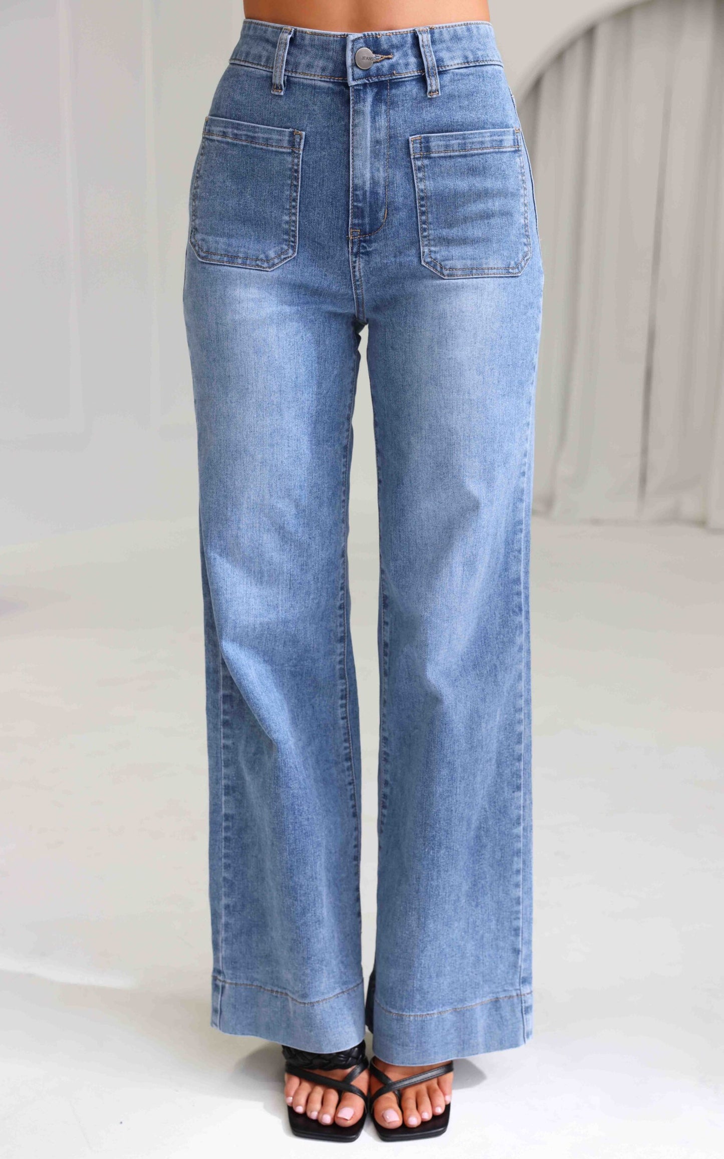 Zackery Wide Leg Jeans - Blue Wash