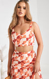 About Damn Time Crop Top - Orange Geometric Print