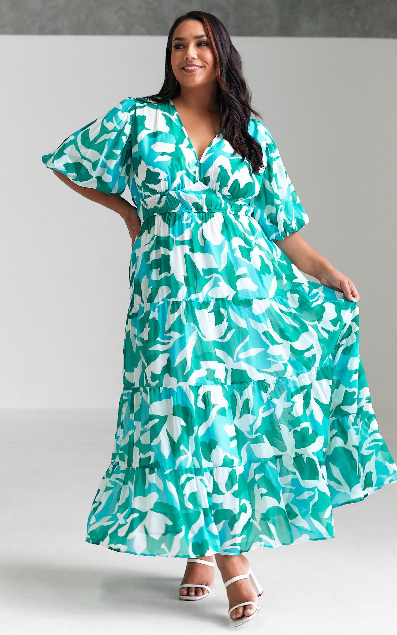 Acacia Maxi Dress - Green Blue Print