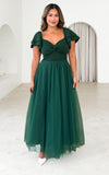 Adella Tulle Maxi Dress - Emerald Green