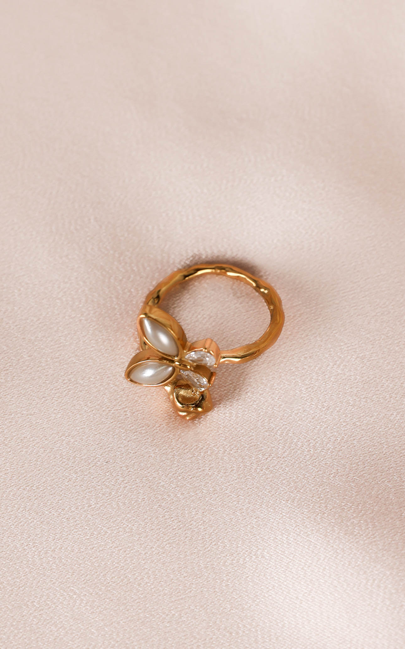Adonis Ring - Gold Pearl Butterfly