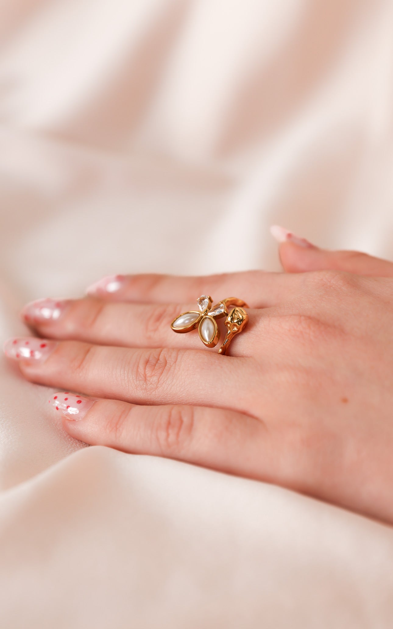 Adonis Ring - Gold Pearl Butterfly