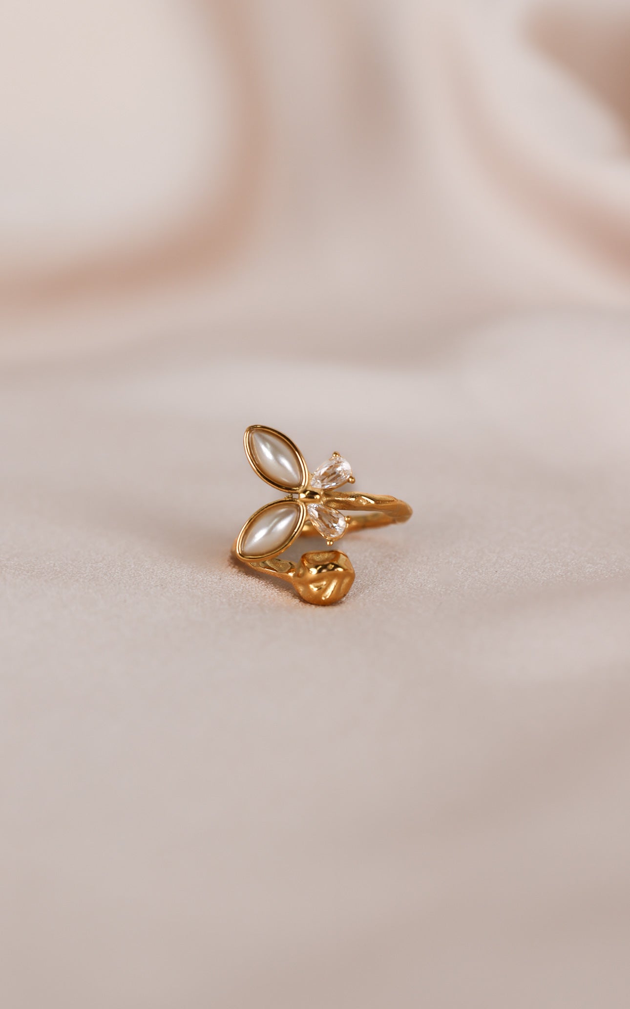 Adonis Ring - Gold Pearl Butterfly