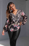 Elowen Gem Embellished Top - Black Multi Floral