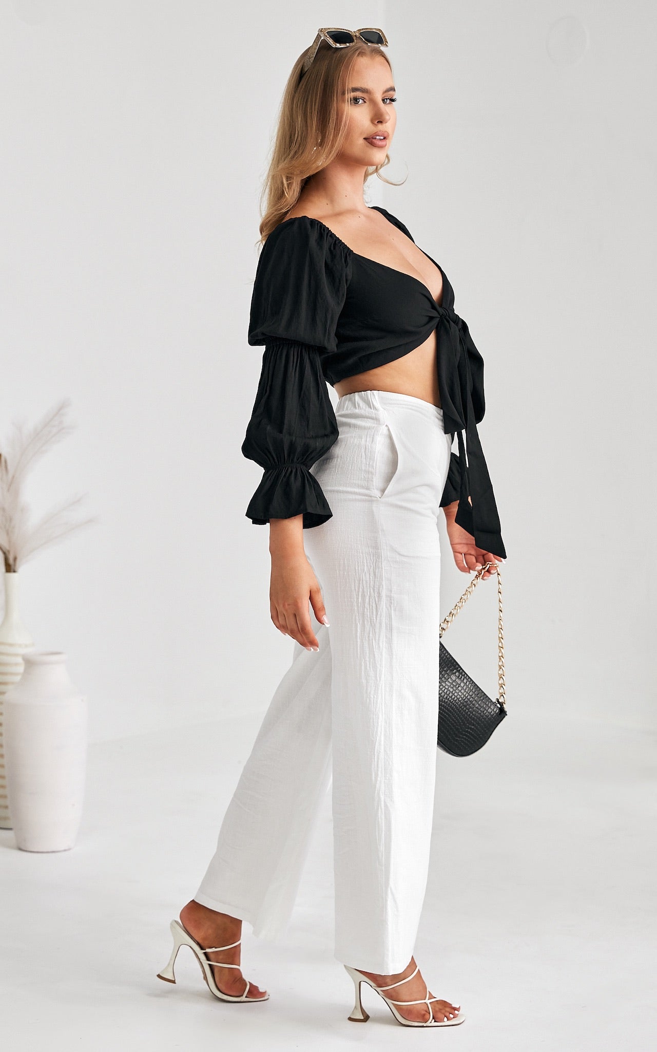 Daya Wide Leg Pants - White