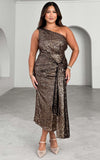 Alejandro Sequin Midi Dress - Bronze Black