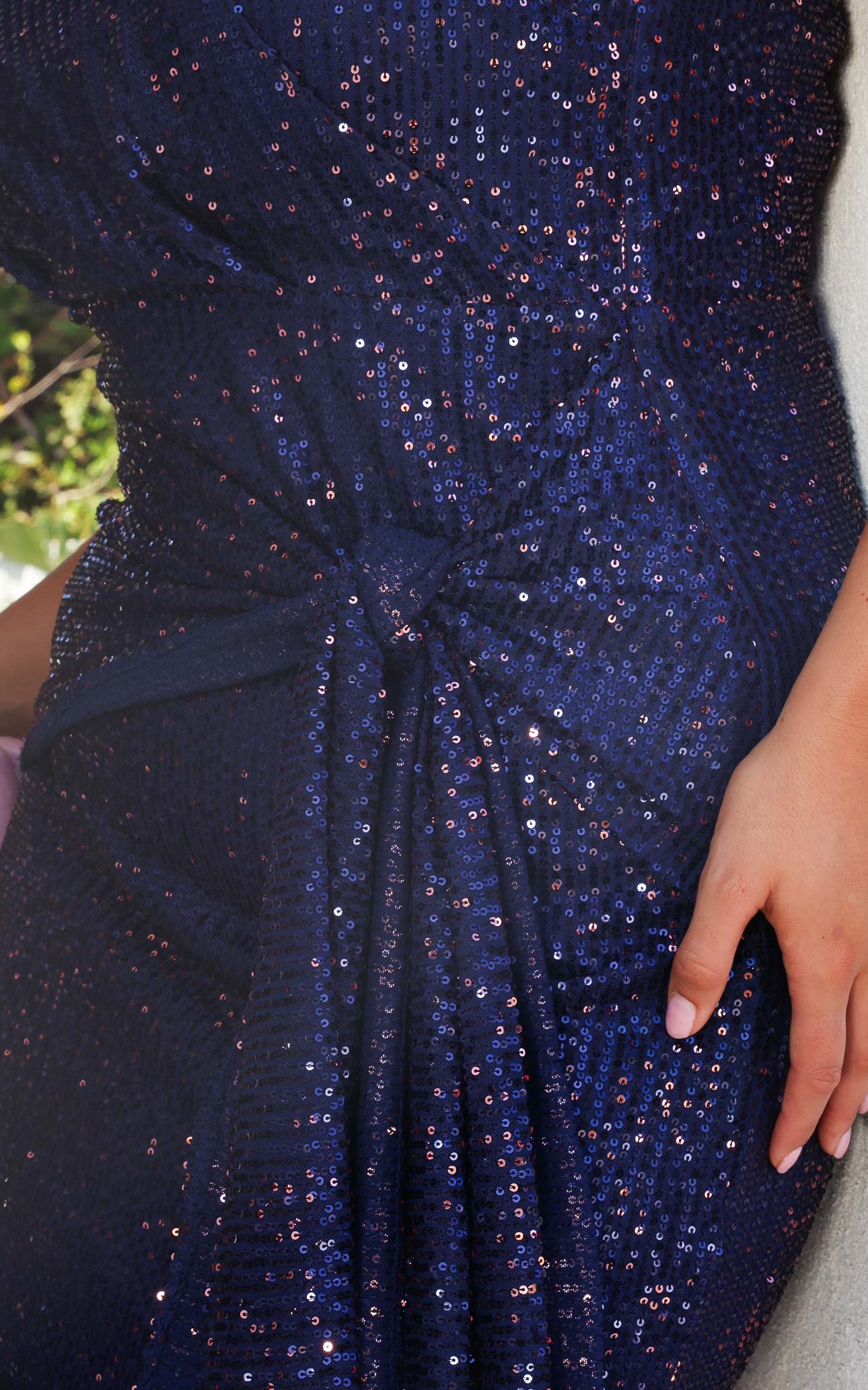 Alejandro Sequin Midi Dress - Navy Pink