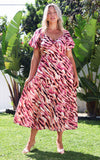 Allena Maxi Dress - Magenta Cream Multi Print
