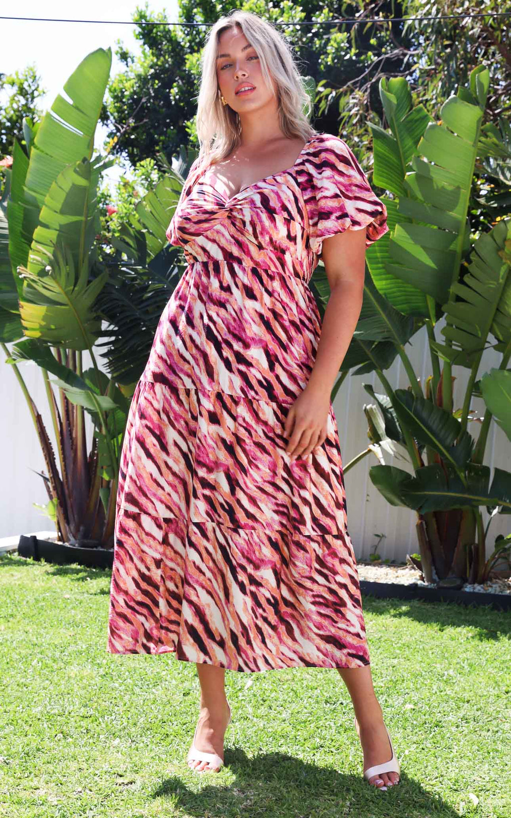Allena Maxi Dress - Magenta Cream Multi Print