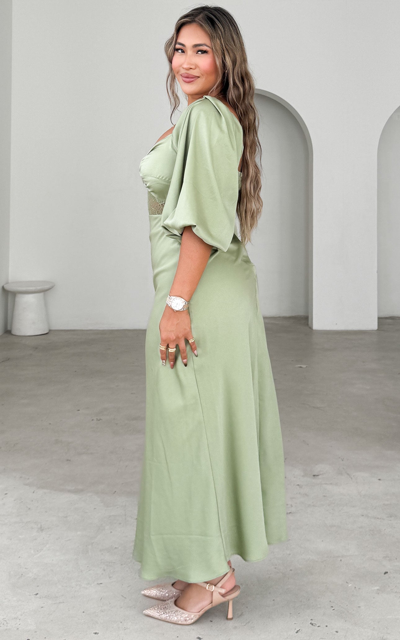 Alessia Maxi Dress - Olive Sage