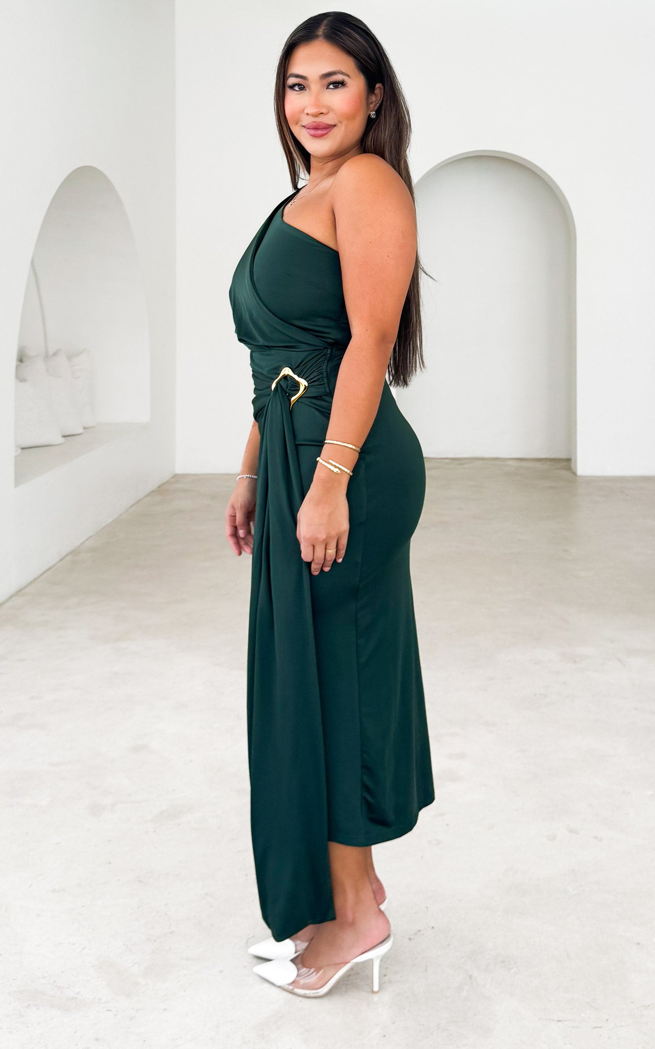 Alexa Midi Dress - Dark Emerald