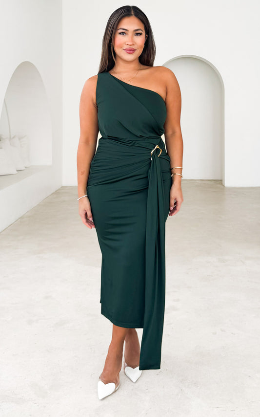 Alexa Midi Dress - Dark Emerald