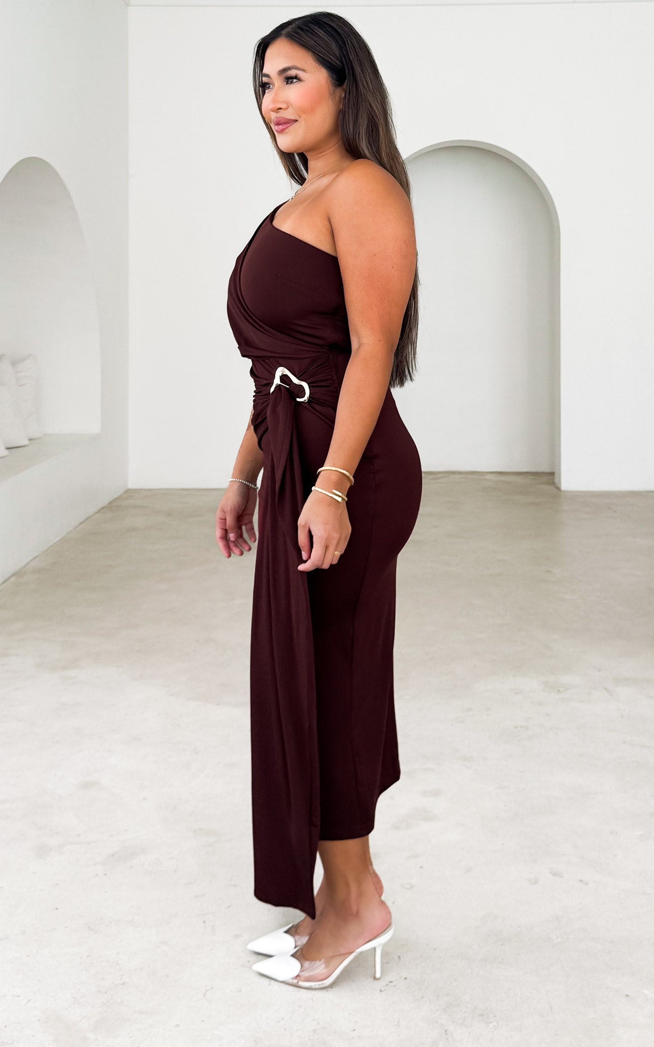 Alexa Midi Dress - Dark Wine