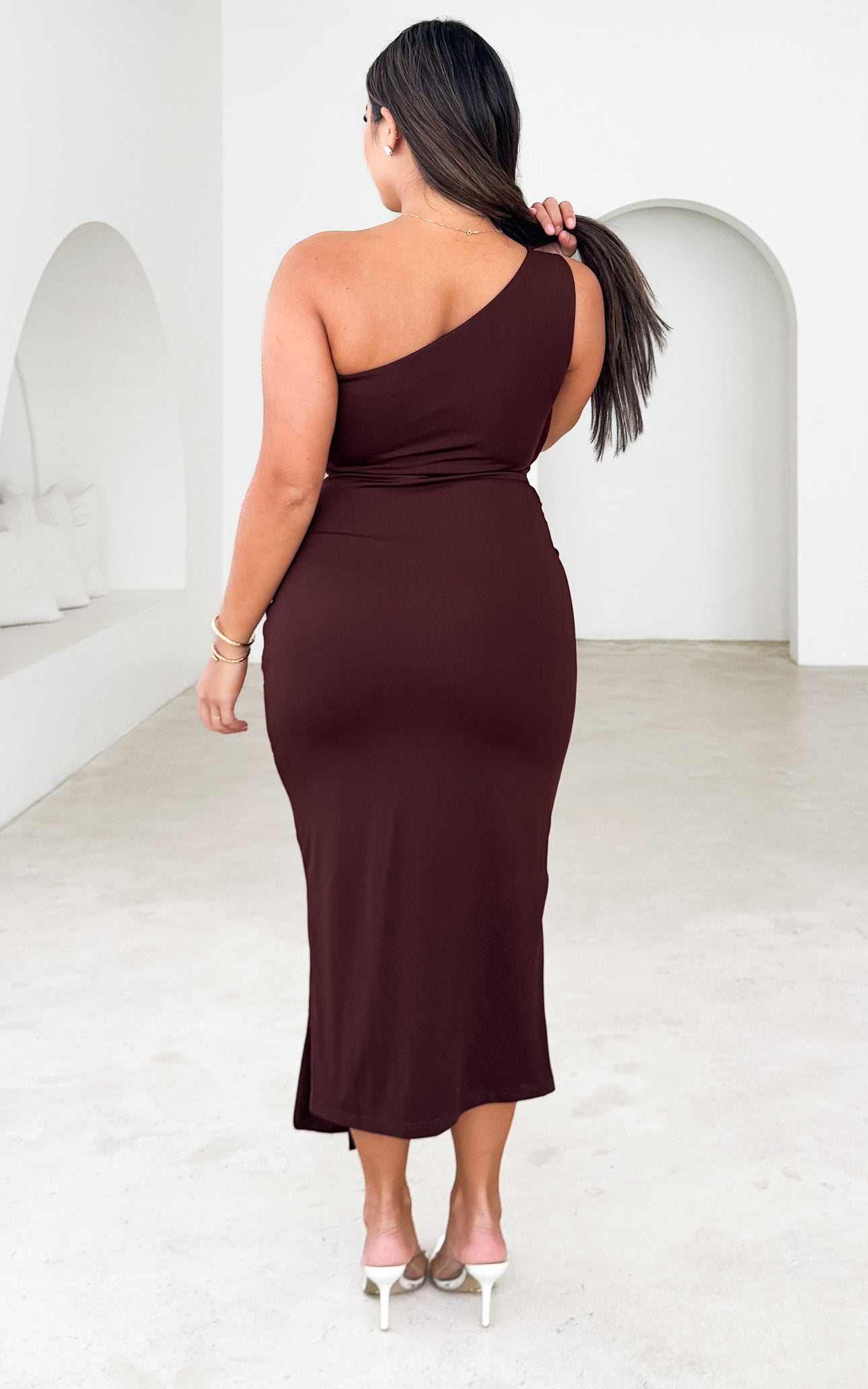 Alexa Midi Dress - Dark Wine