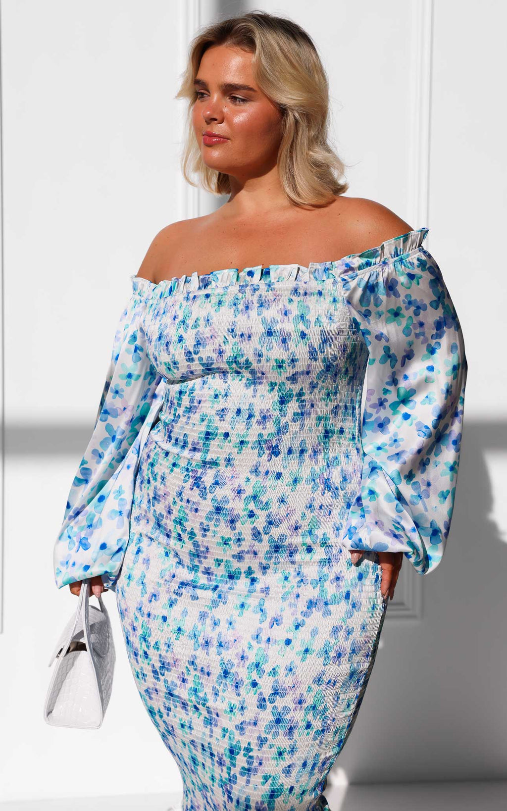 Alicia Midi Dress - Blue Purple Floral
