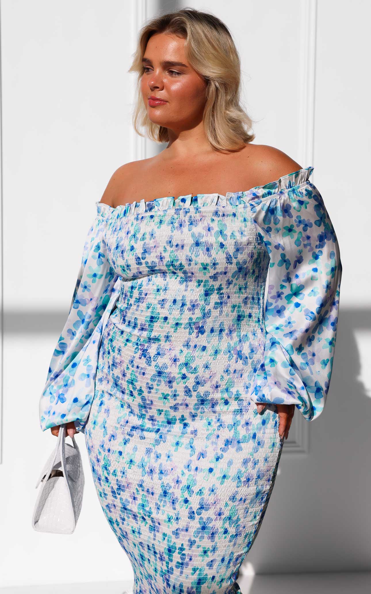 Alicia Midi Dress - Blue Purple Floral