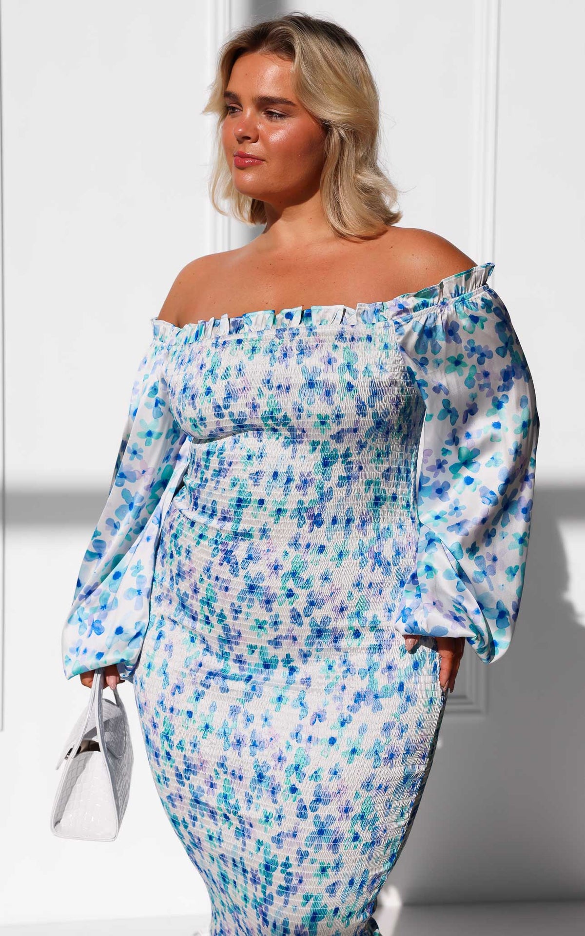 Alicia Midi Dress - Blue Purple Floral