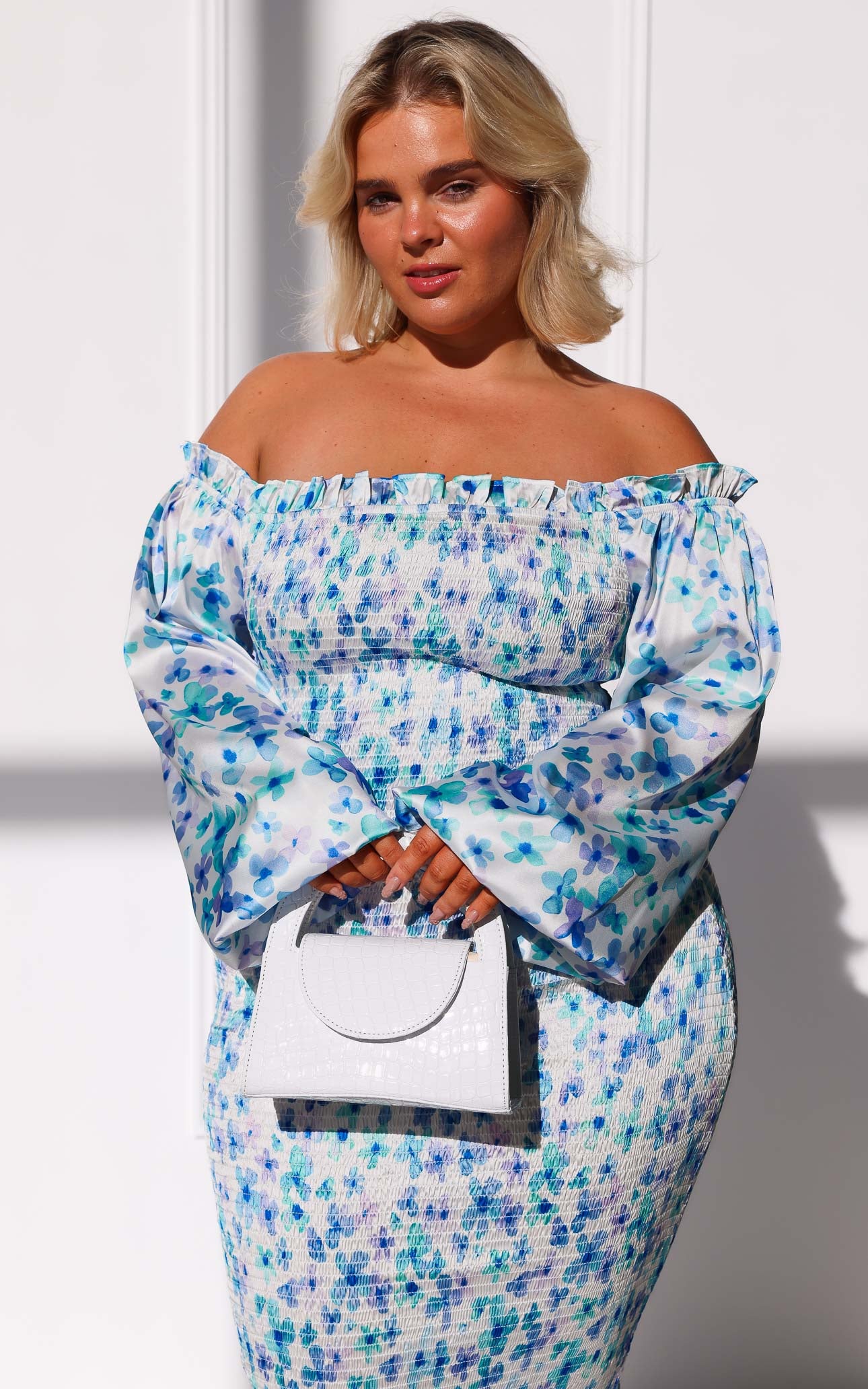 Alicia Midi Dress - Blue Purple Floral