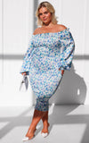 Alicia Midi Dress - Blue Purple Floral