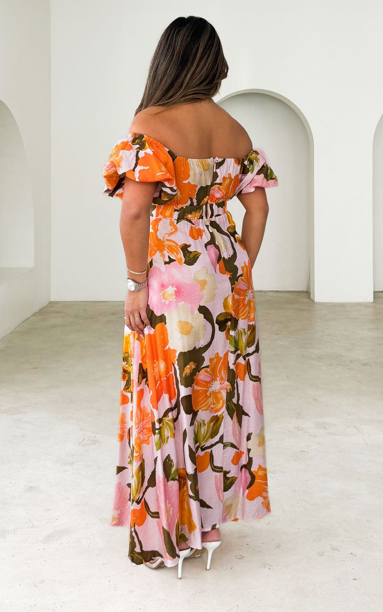 Alora Maxi Dress - Pink Orange Floral
