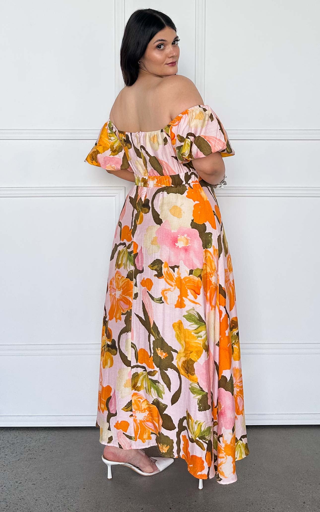 Alora Maxi Dress - Pink Orange Floral