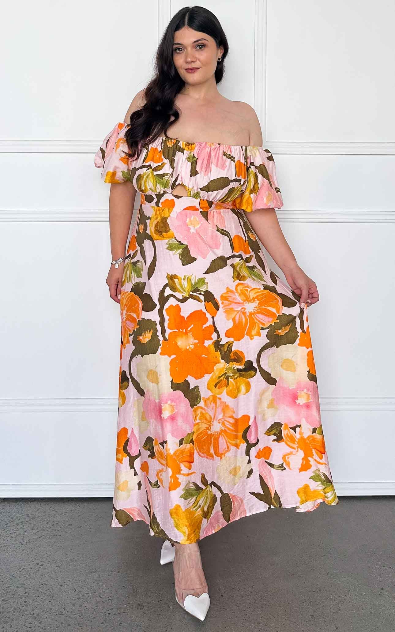 Alora Maxi Dress - Pink Orange Floral
