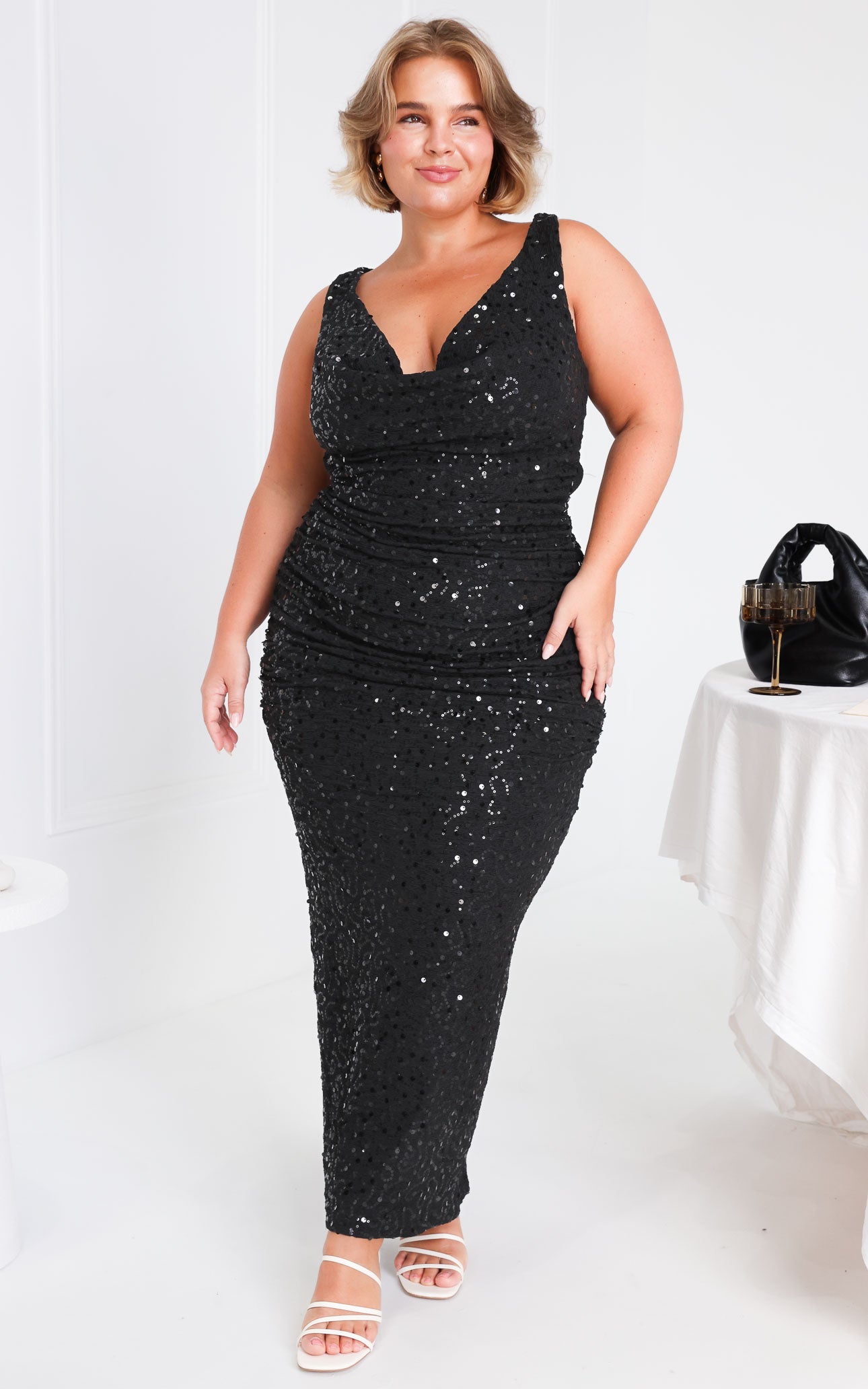 Alvarez Sequin Maxi Dress - Black