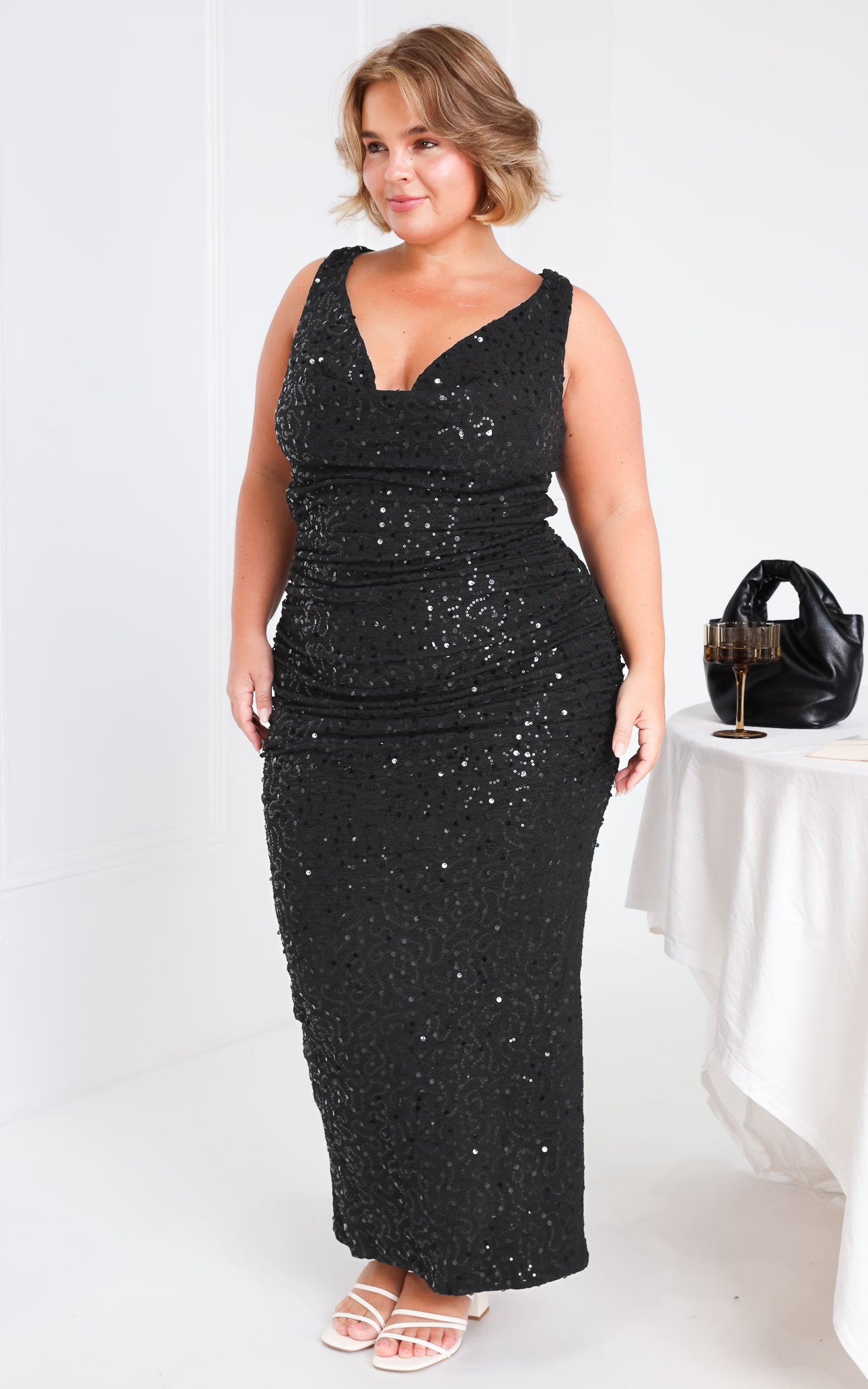 Alvarez Sequin Maxi Dress - Black