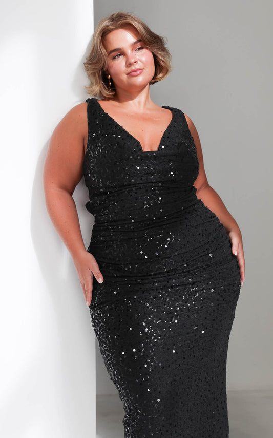 Alvarez Sequin Maxi Dress - Black