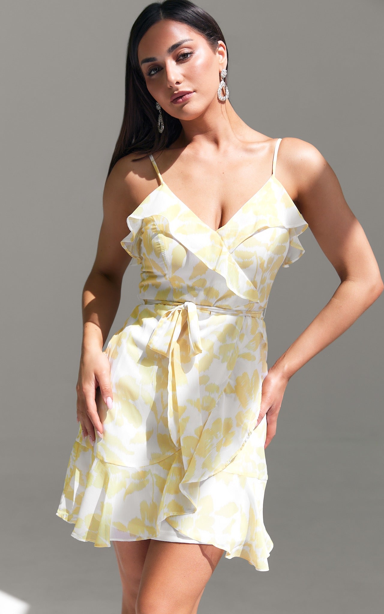 Amario Mini Dress - Lemon Yellow Floral