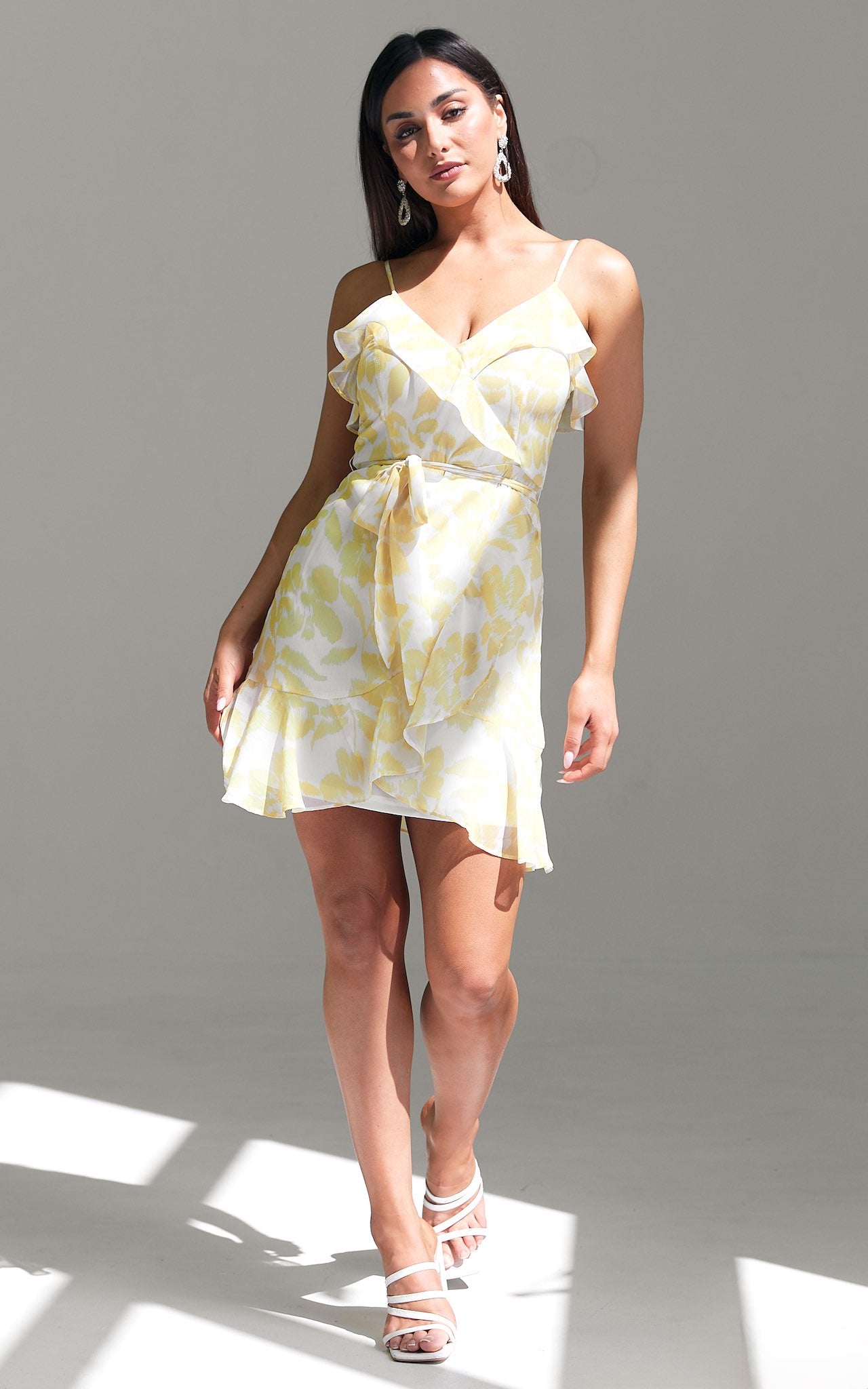 Amario Mini Dress - Lemon Yellow Floral