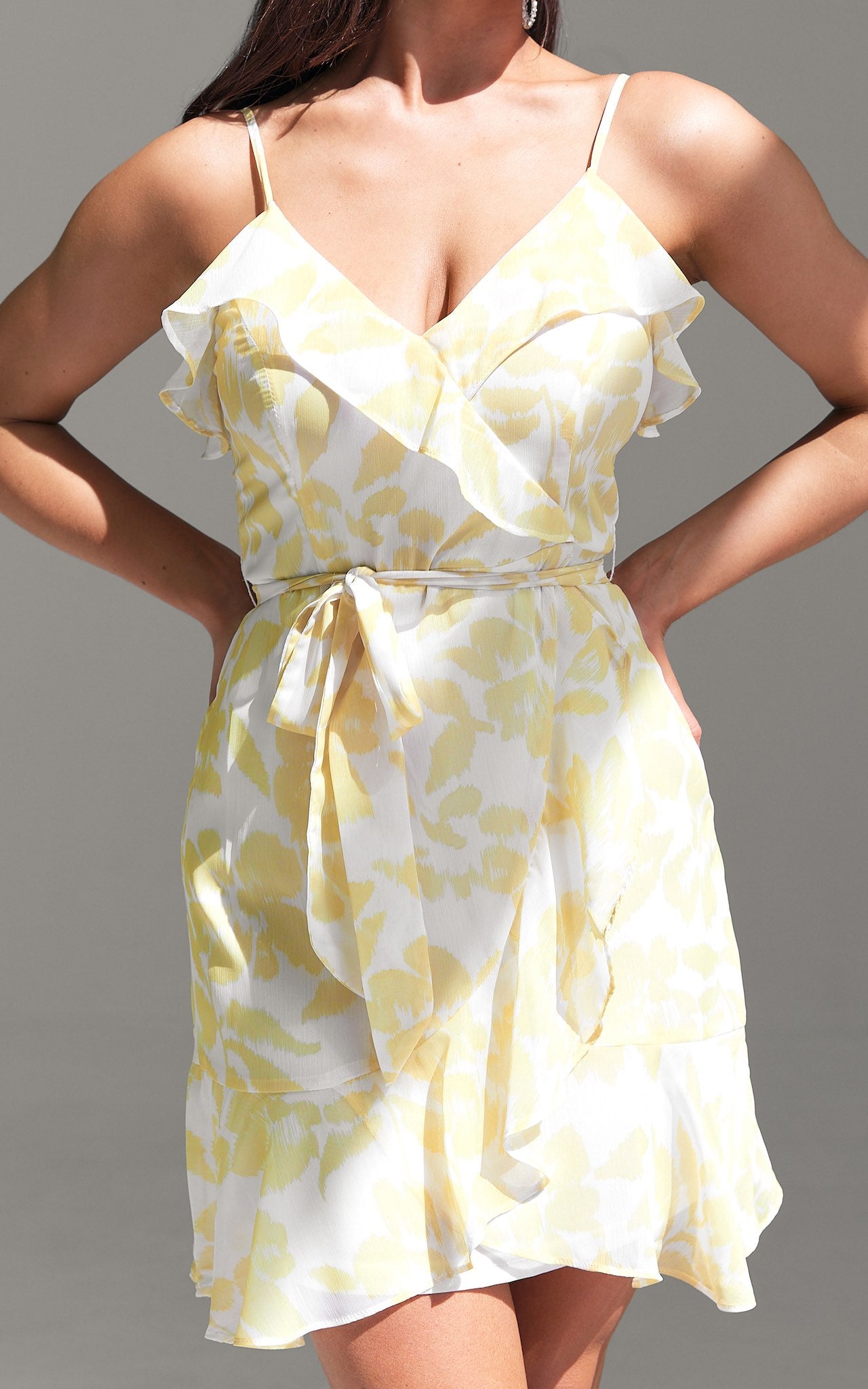 Amario Mini Dress - Lemon Yellow Floral