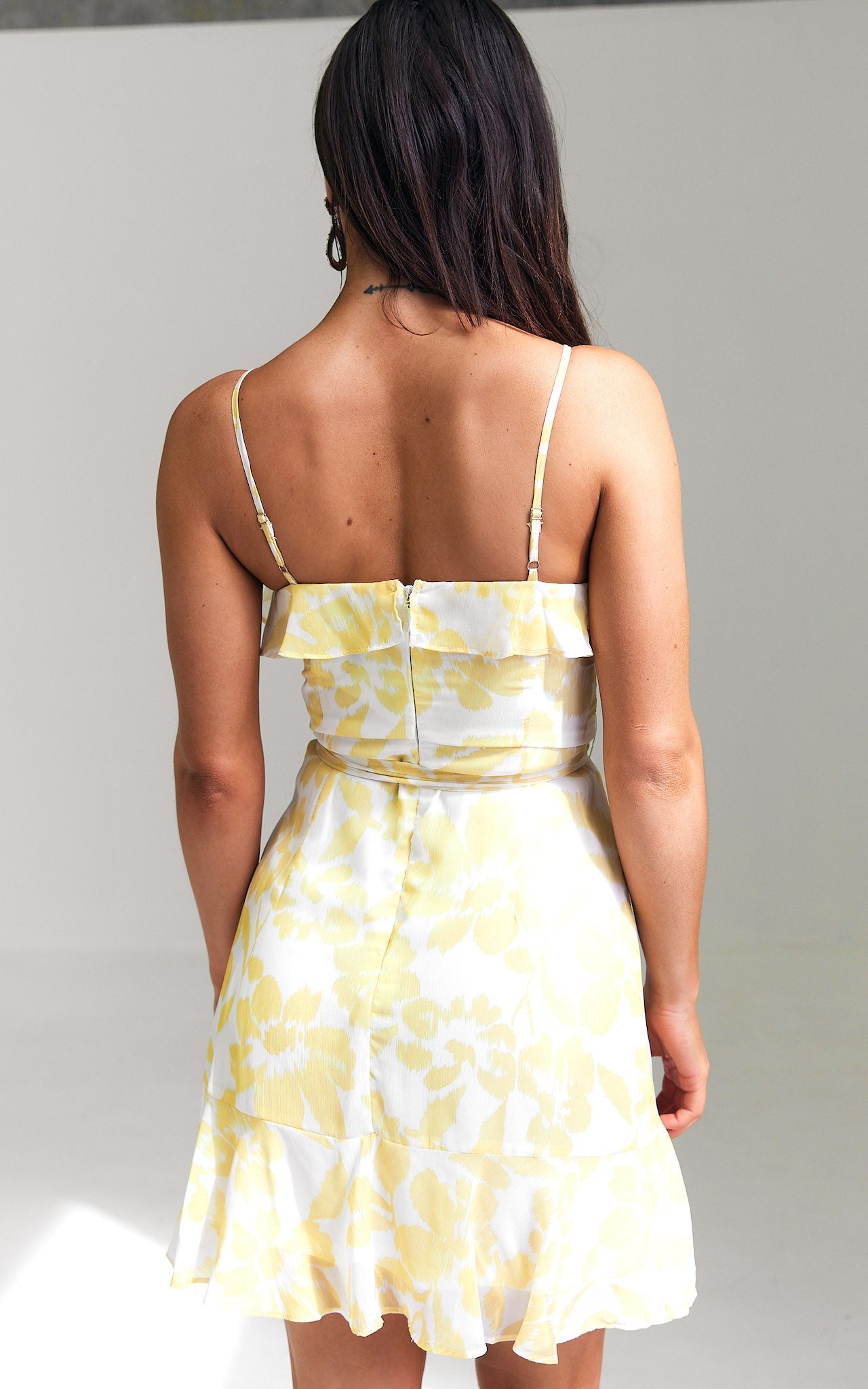 Amario Mini Dress - Lemon Yellow Floral