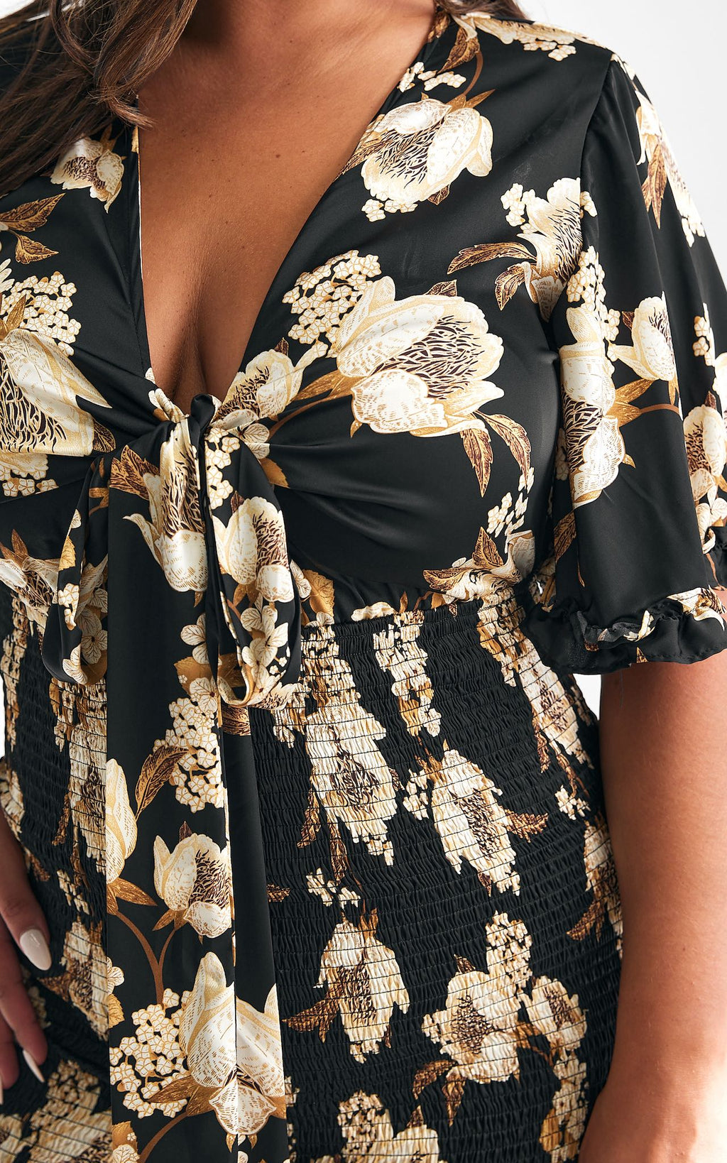 Amata Midi Dress - Black Floral