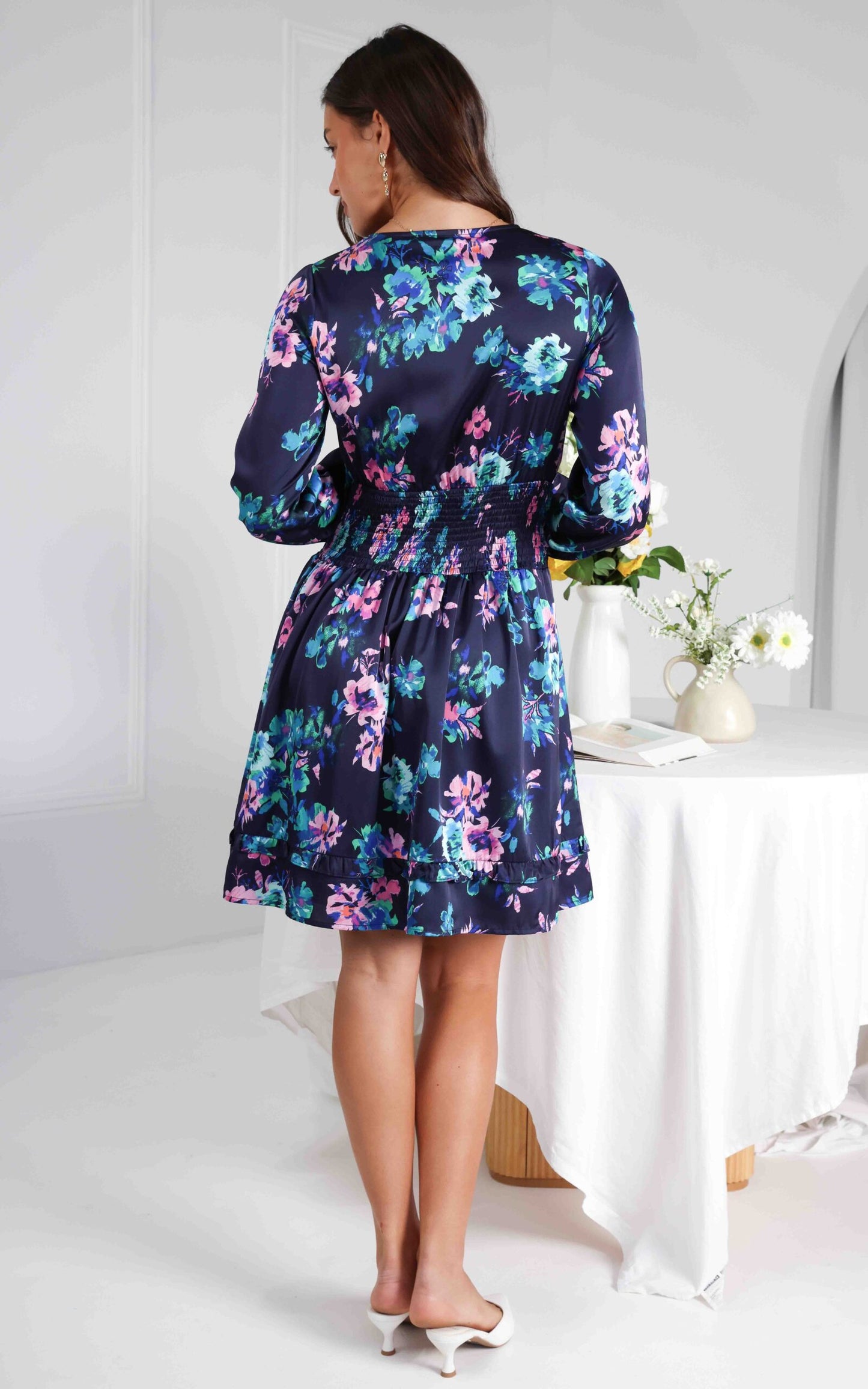 Amaya Dress - Navy Floral