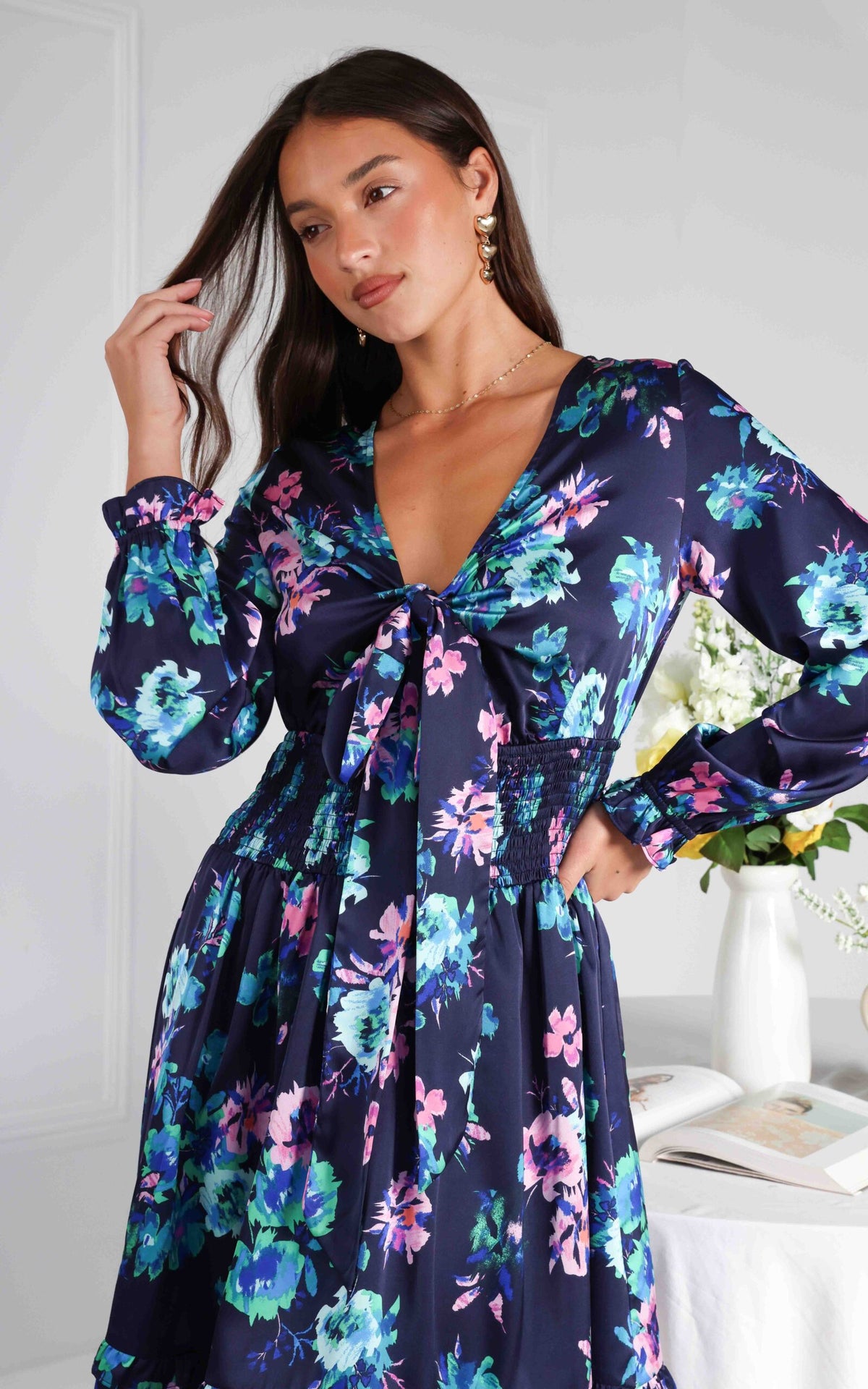 Amaya Dress - Navy Floral