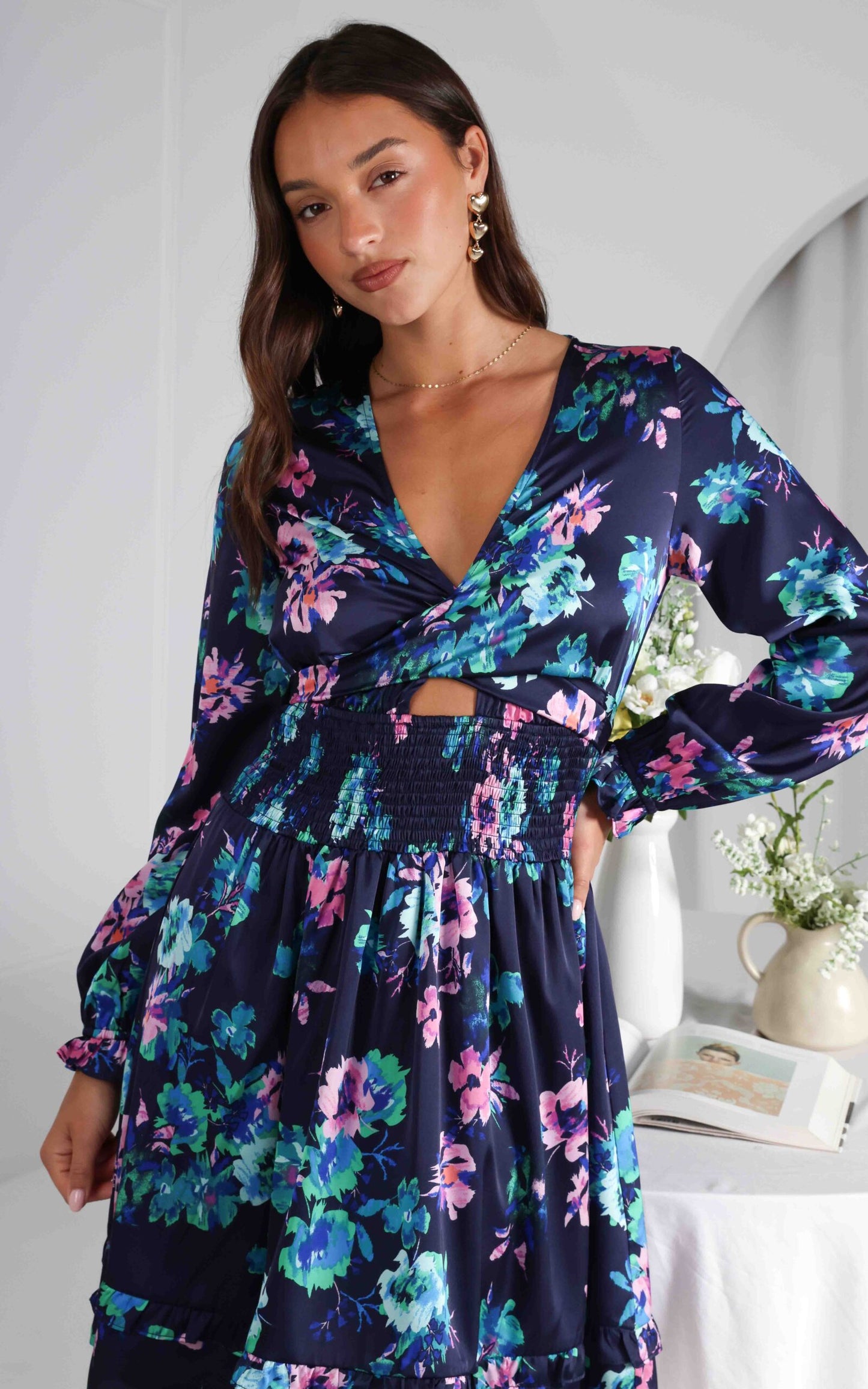 Amaya Dress - Navy Floral