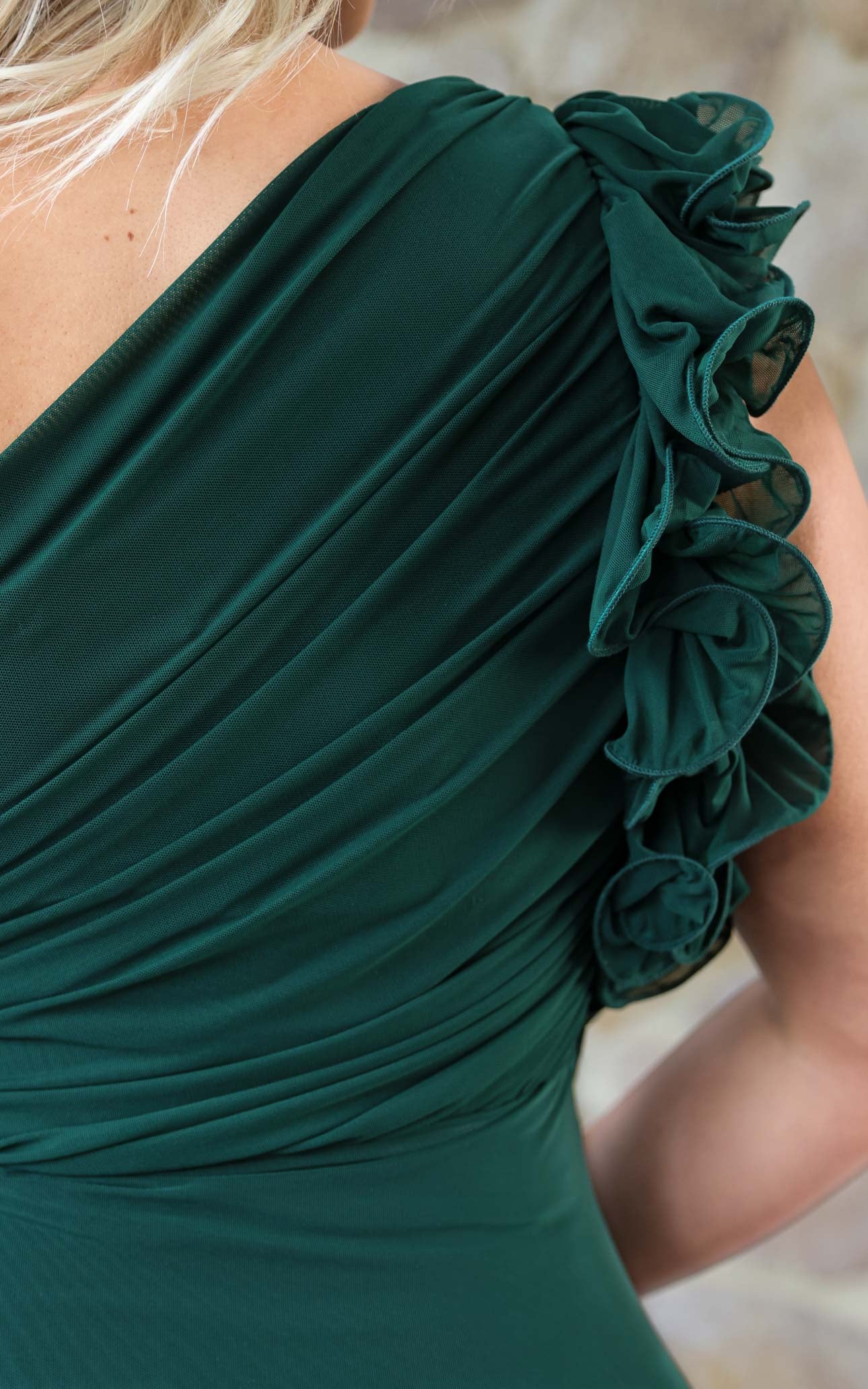 Amelio Mesh Maxi Dress - Forest Green