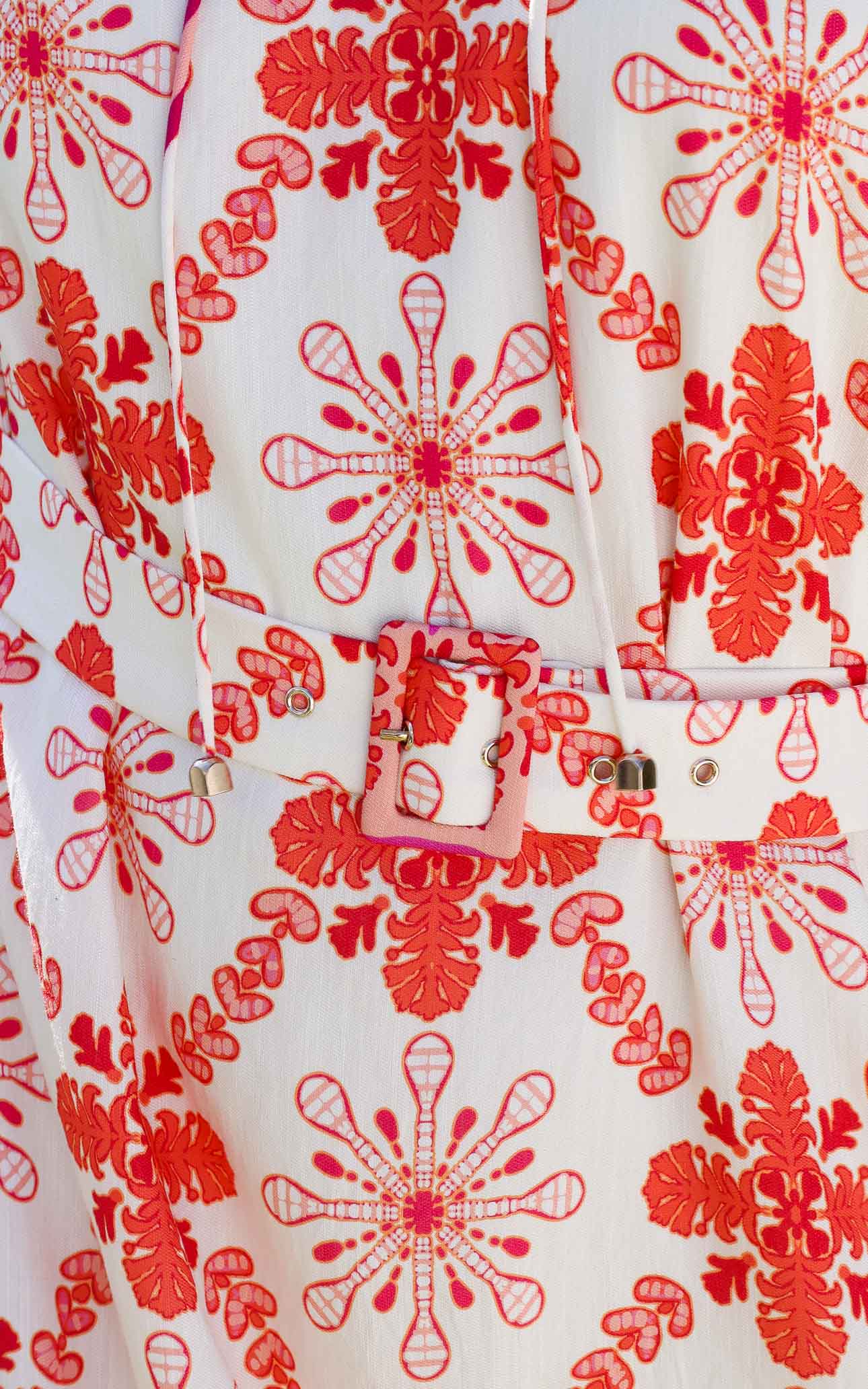 Anika Midi Dress - Cream Pink Multi Print