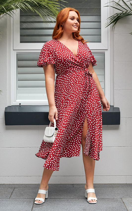 Annalise Dress - Burgundy Spots