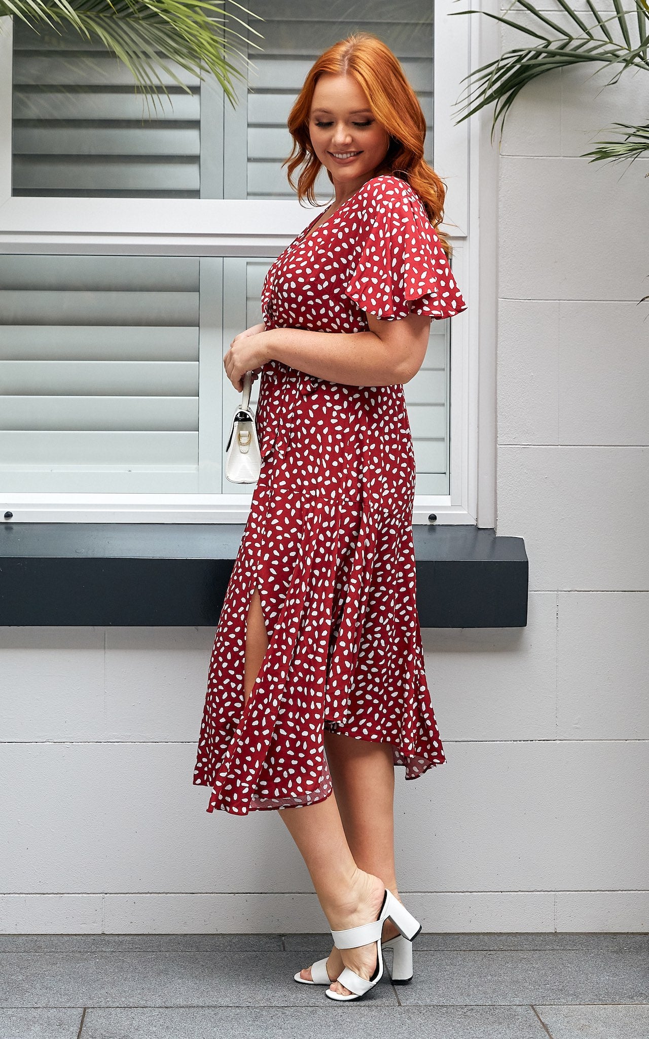 Annalise Dress - Burgundy Spots