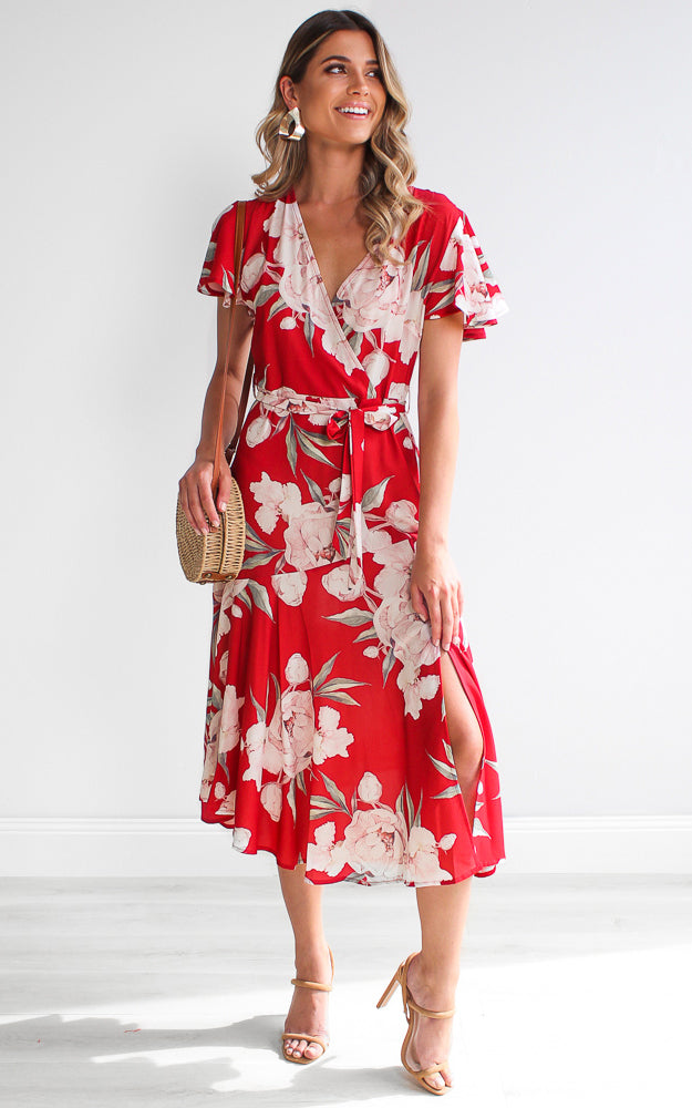 Annalise Dress - Red Floral