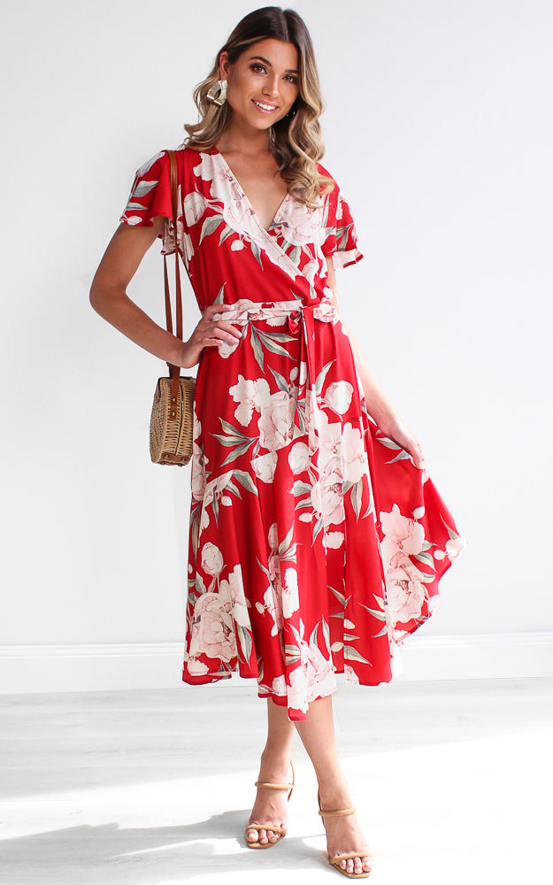 Annalise Dress - Red Floral