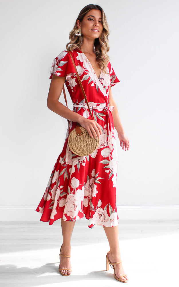 Annalise Dress - Red Floral