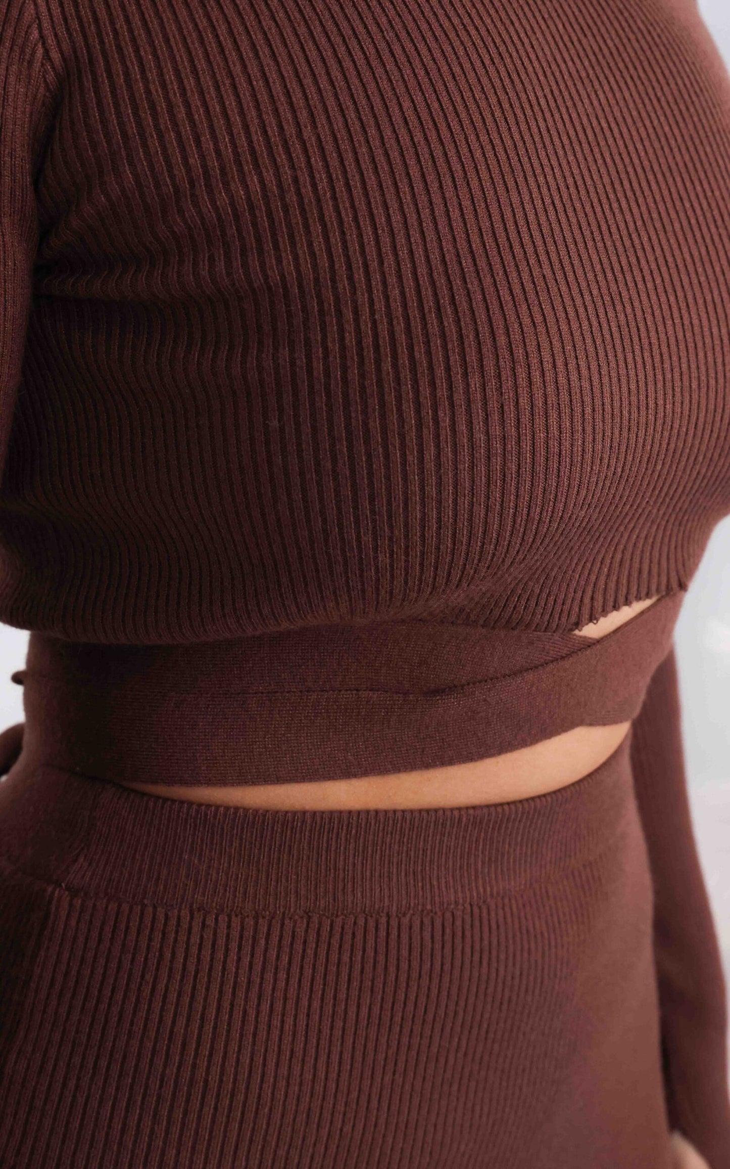 Araya Knit Crop Top - Chocolate Brown