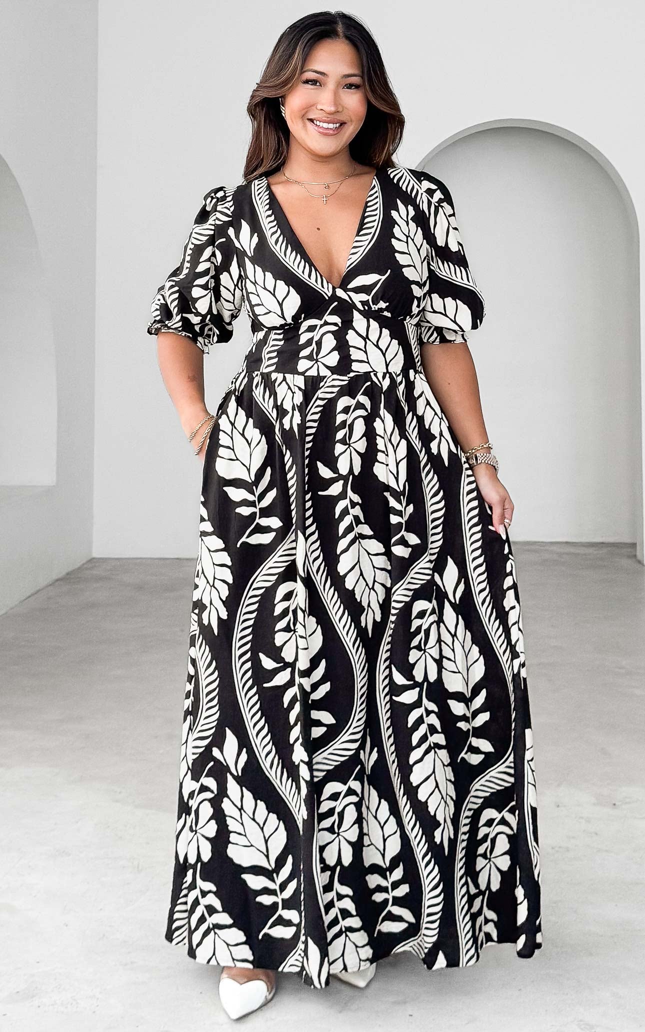 Aretha Three Quarter Sleeve Maxi Dress